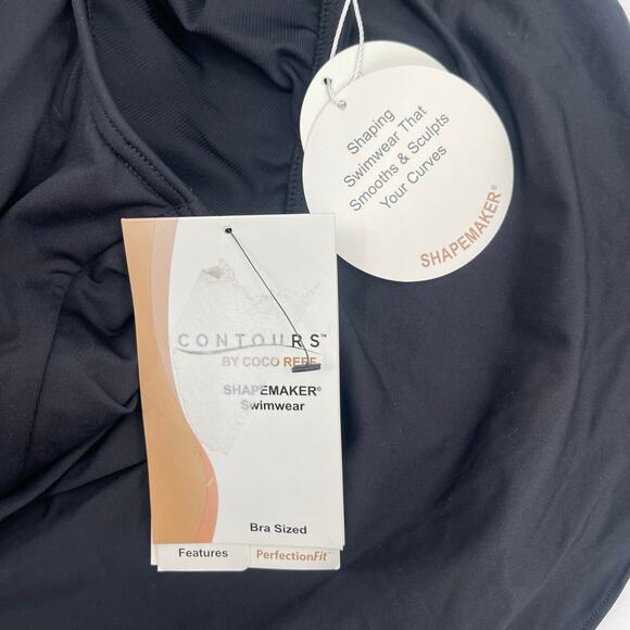 Contours by Coco Reef Swimsuit Size 12/36D One Shoulder Sarong Rosaline Black - Picture 13 of 16